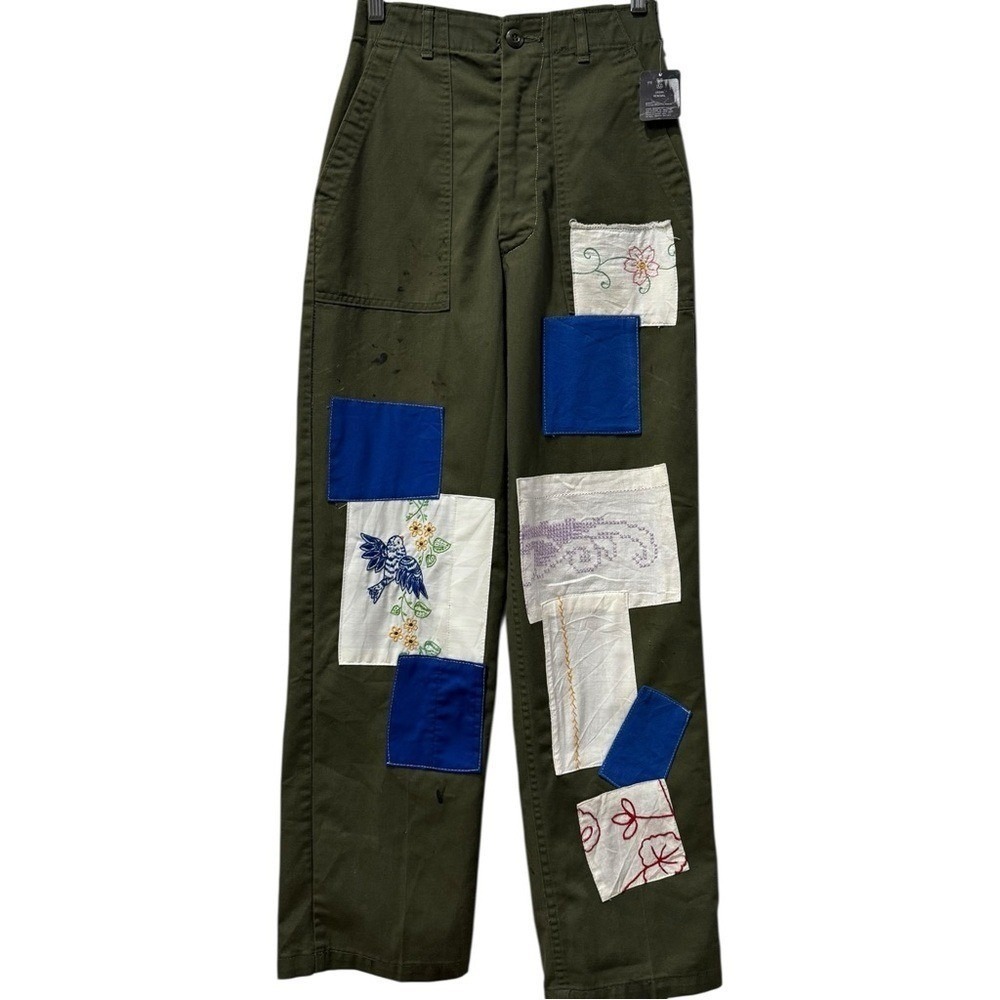 NWT Urban Renewal Embroidered‎ Patchwork Upcycled Military Pants OOAK Sz 25